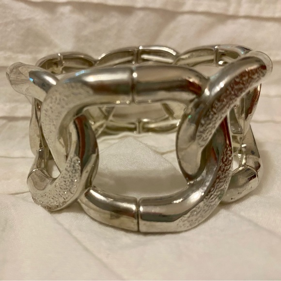 Forever 21 Large chunky Cuff bracelet.  silver tone. - Picture 5 of 16